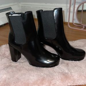 Black shiny black booties -Must have